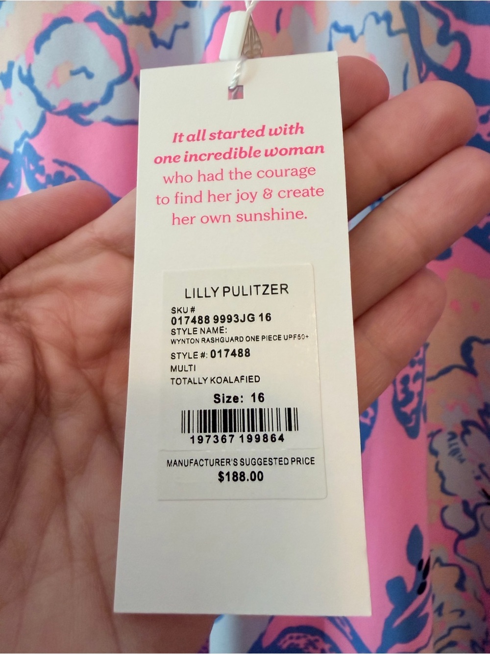 Lilly Pulitzer Wynton Rashguard One Piece Swimsuit UPF 50+ Totally Koalafied - Picture 7 of 7